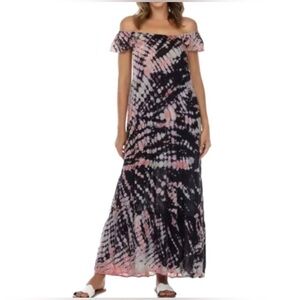 Raviya Tie-Dye Maxi Dress Black Pink Size Medium